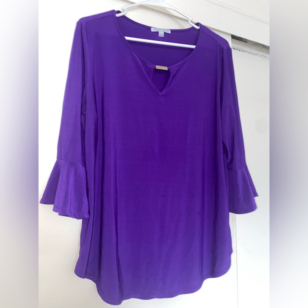 Purple Notations Blouse with Cutout